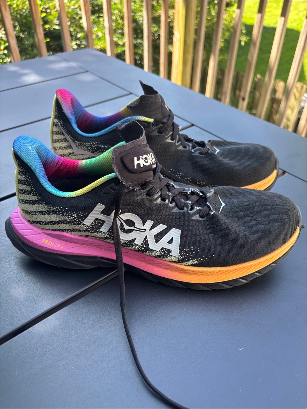 HOKA Mach 5 Running Shoes with Rainbow Accent